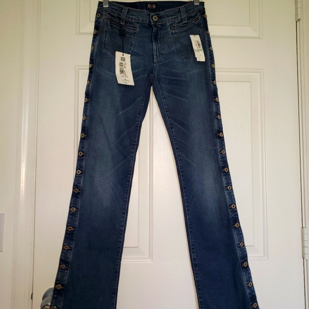 Dolce and Gabbana Side Button Up Blue Jeans